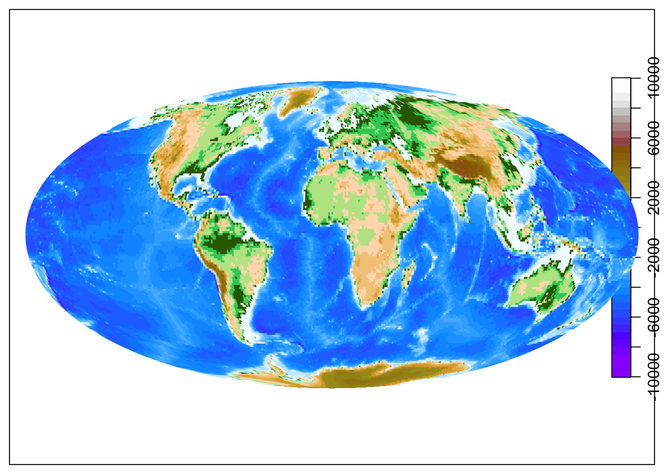 Global map with added topography.